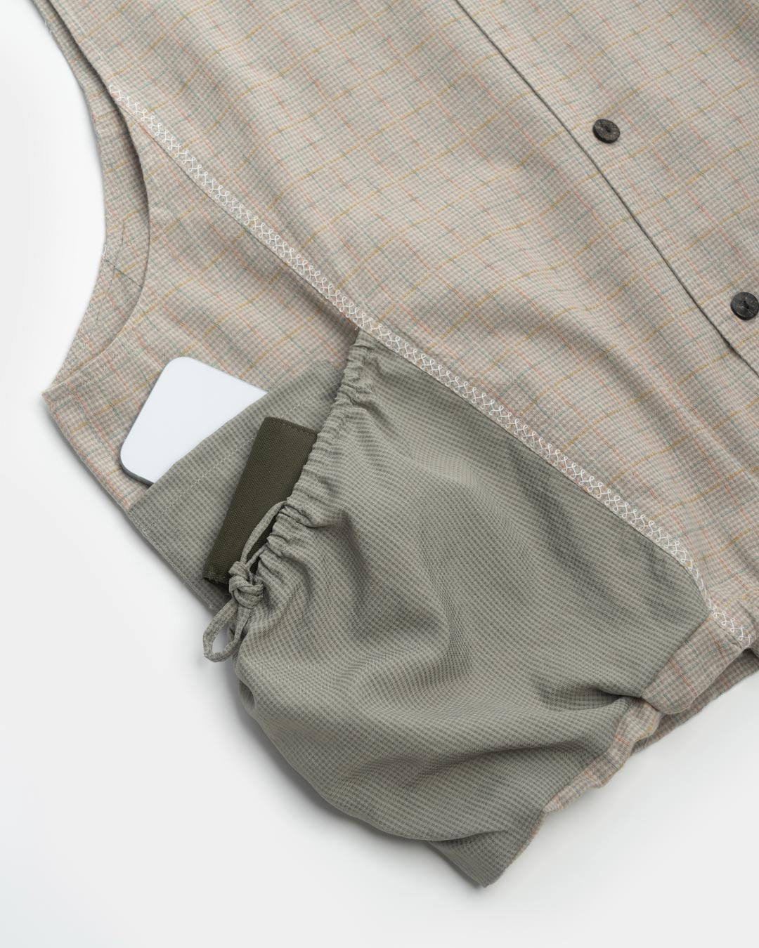 COLLARLESS PATCHWORK VEST