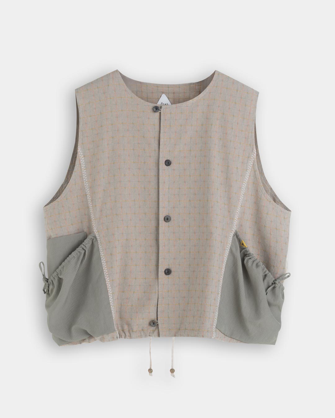 COLLARLESS PATCHWORK VEST