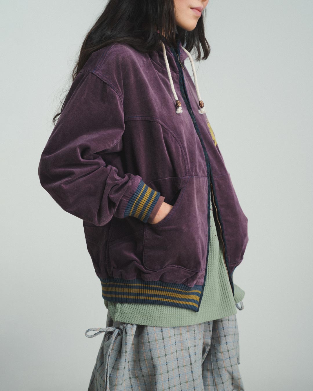 CORDUROY HOODED ZIP JACKET