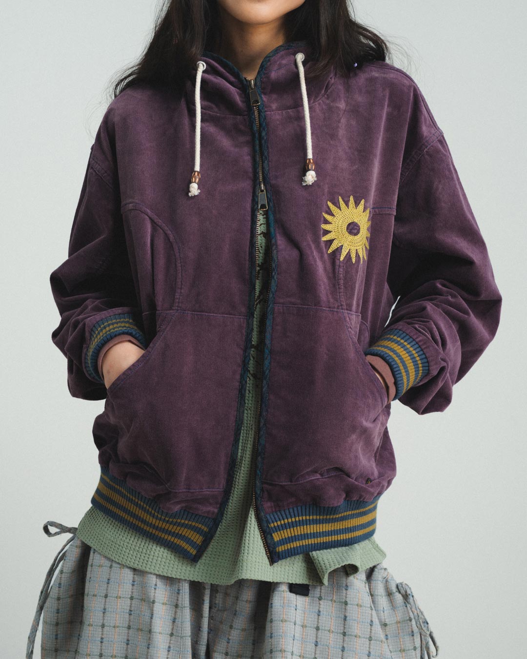 CORDUROY HOODED ZIP JACKET