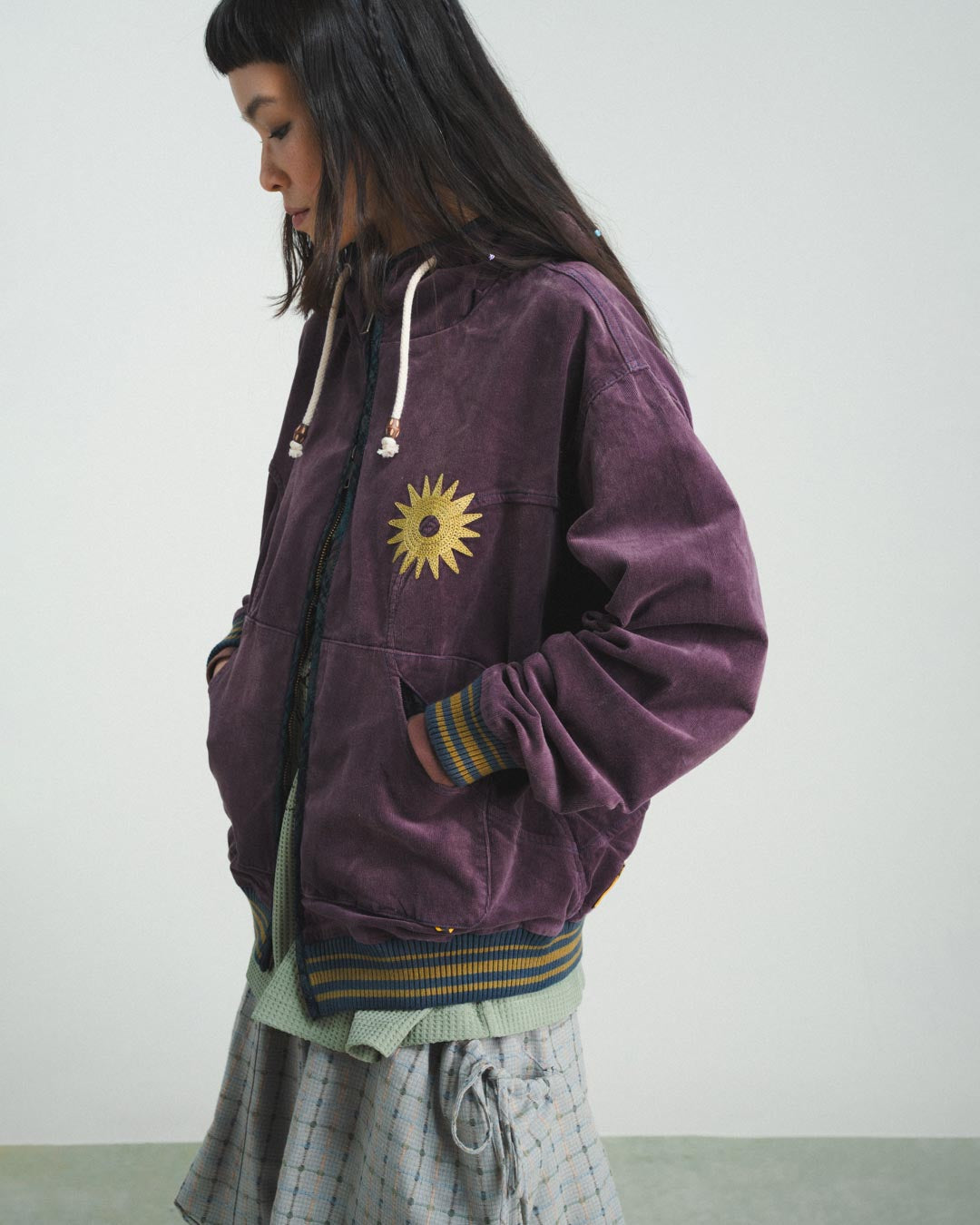 CORDUROY HOODED ZIP JACKET