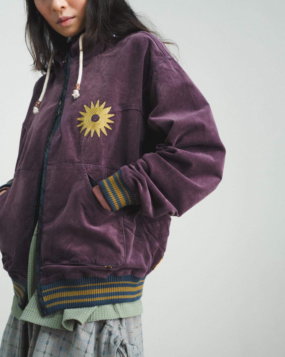 CORDUROY HOODED ZIP JACKET