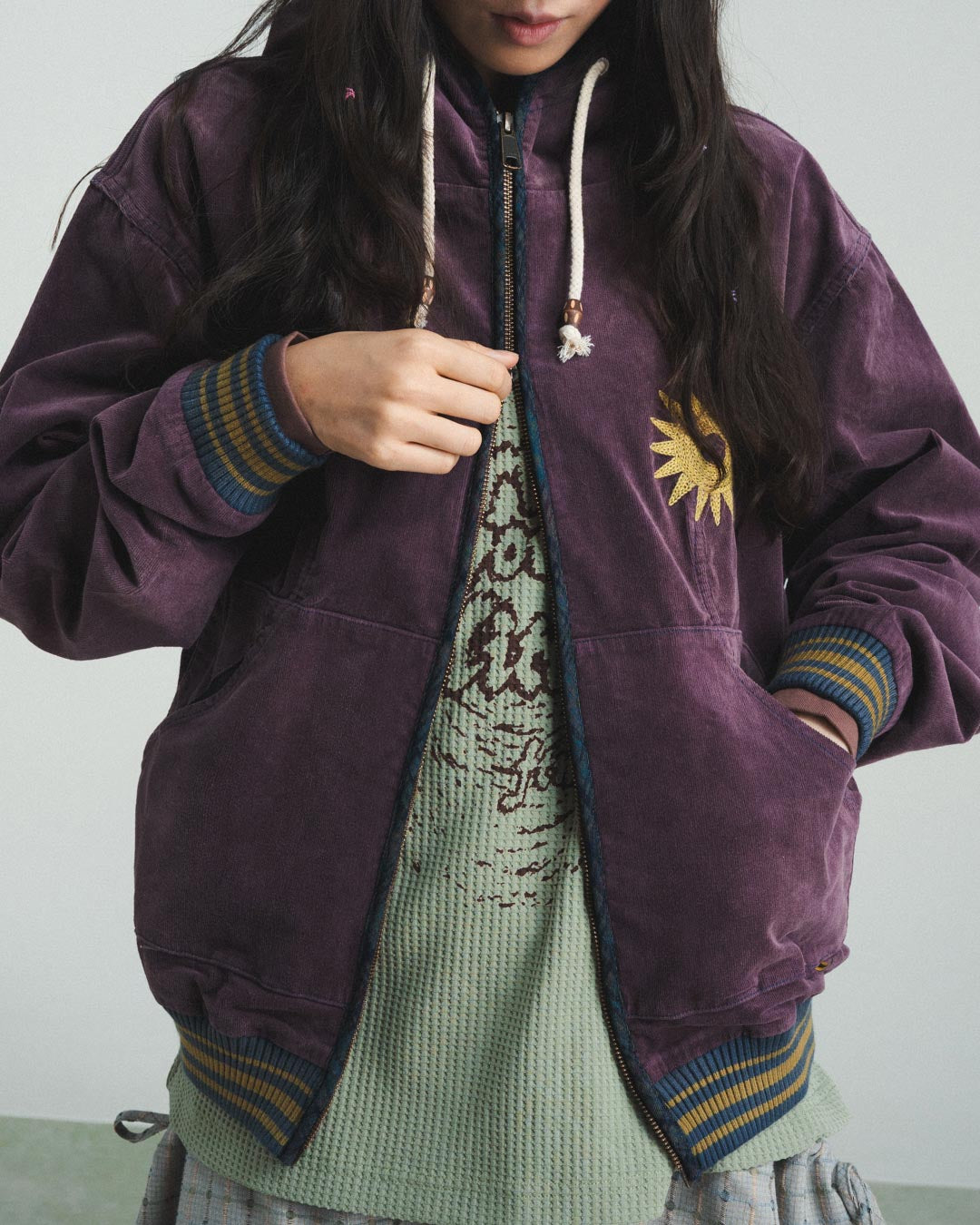 CORDUROY HOODED ZIP JACKET