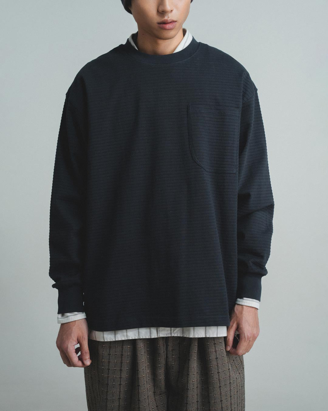 TEXTURED STRIPED L/S TEE