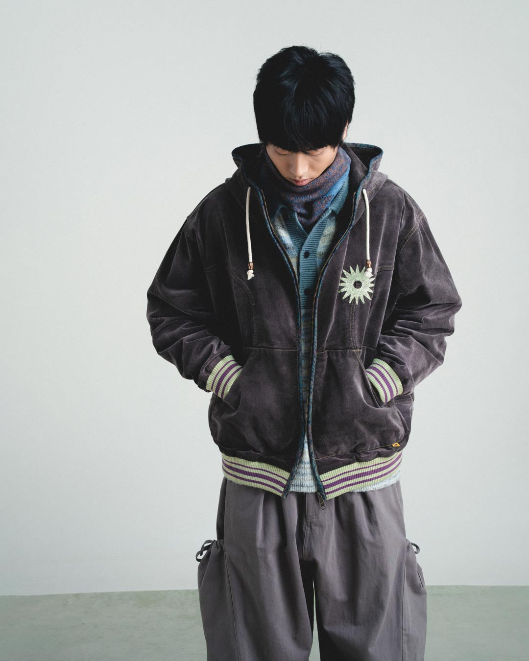 CORDUROY HOODED ZIP JACKET