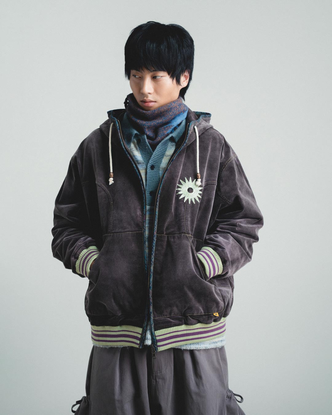 CORDUROY HOODED ZIP JACKET
