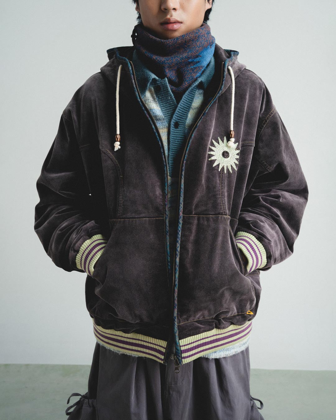 CORDUROY HOODED ZIP JACKET