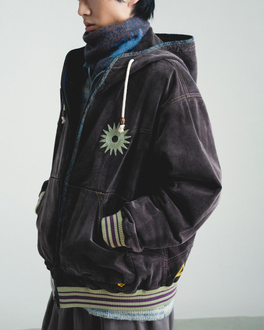 CORDUROY HOODED ZIP JACKET