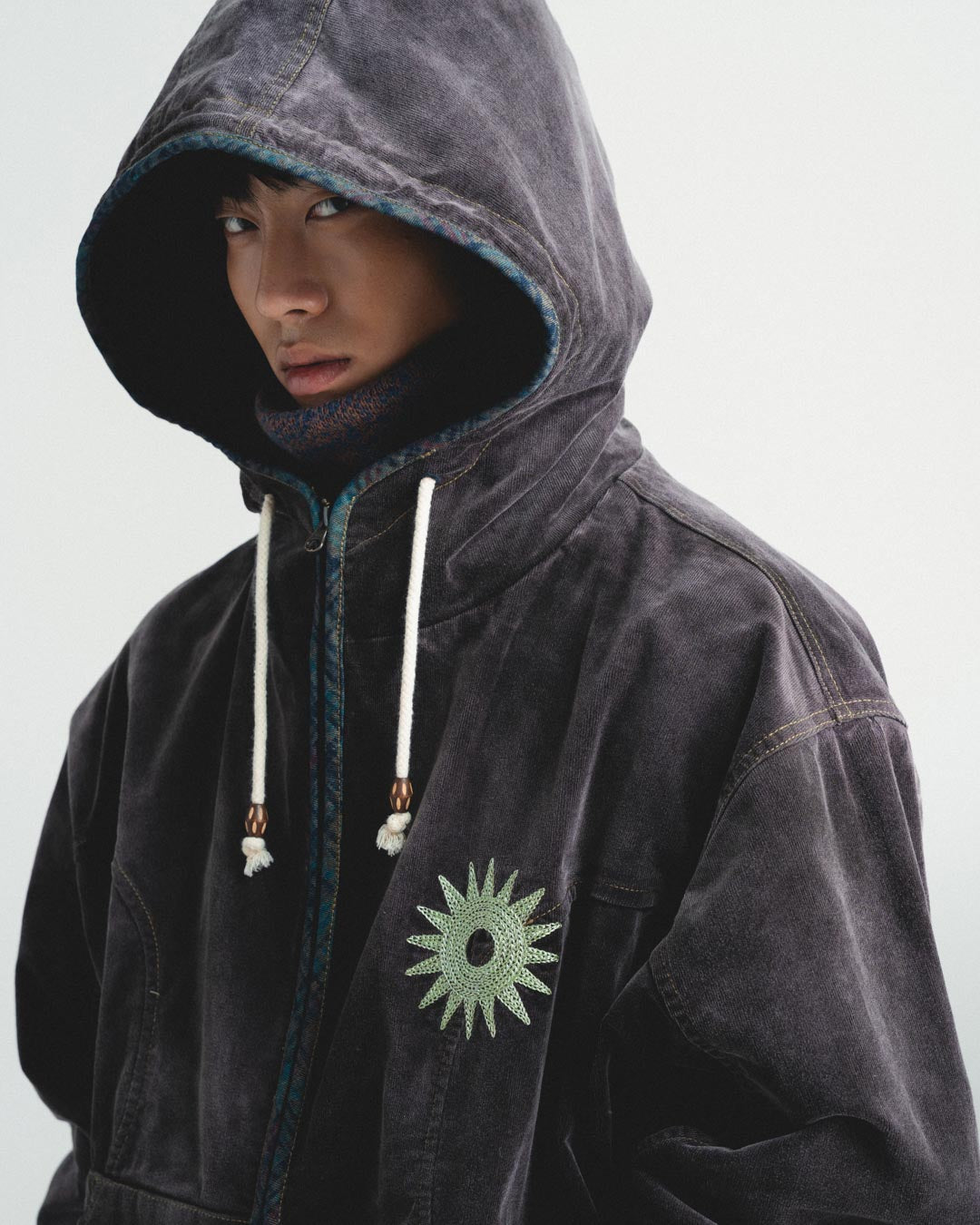 CORDUROY HOODED ZIP JACKET