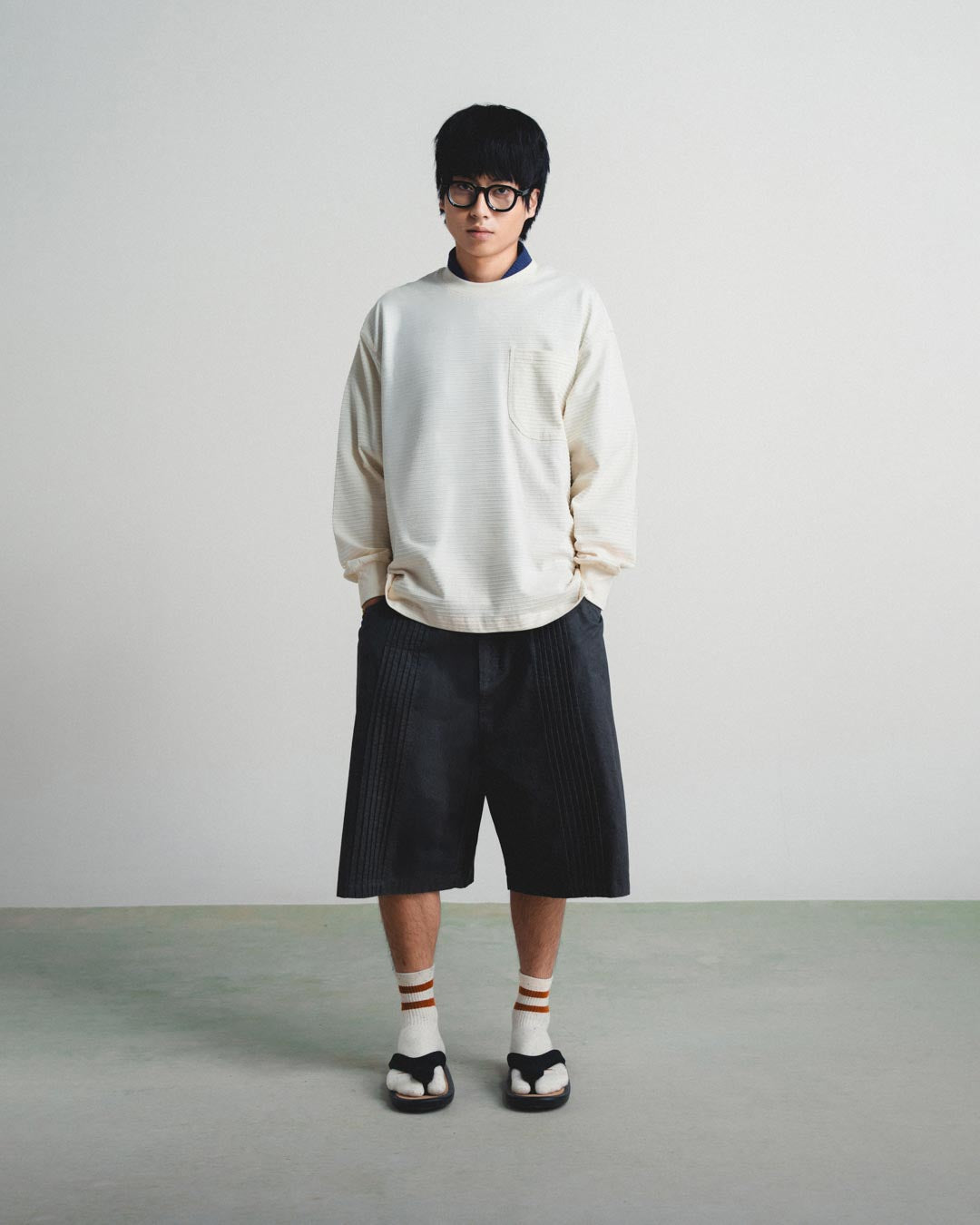 TEXTURED STRIPED L/S TEE
