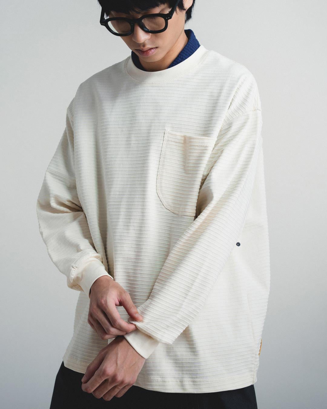 TEXTURED STRIPED L/S TEE