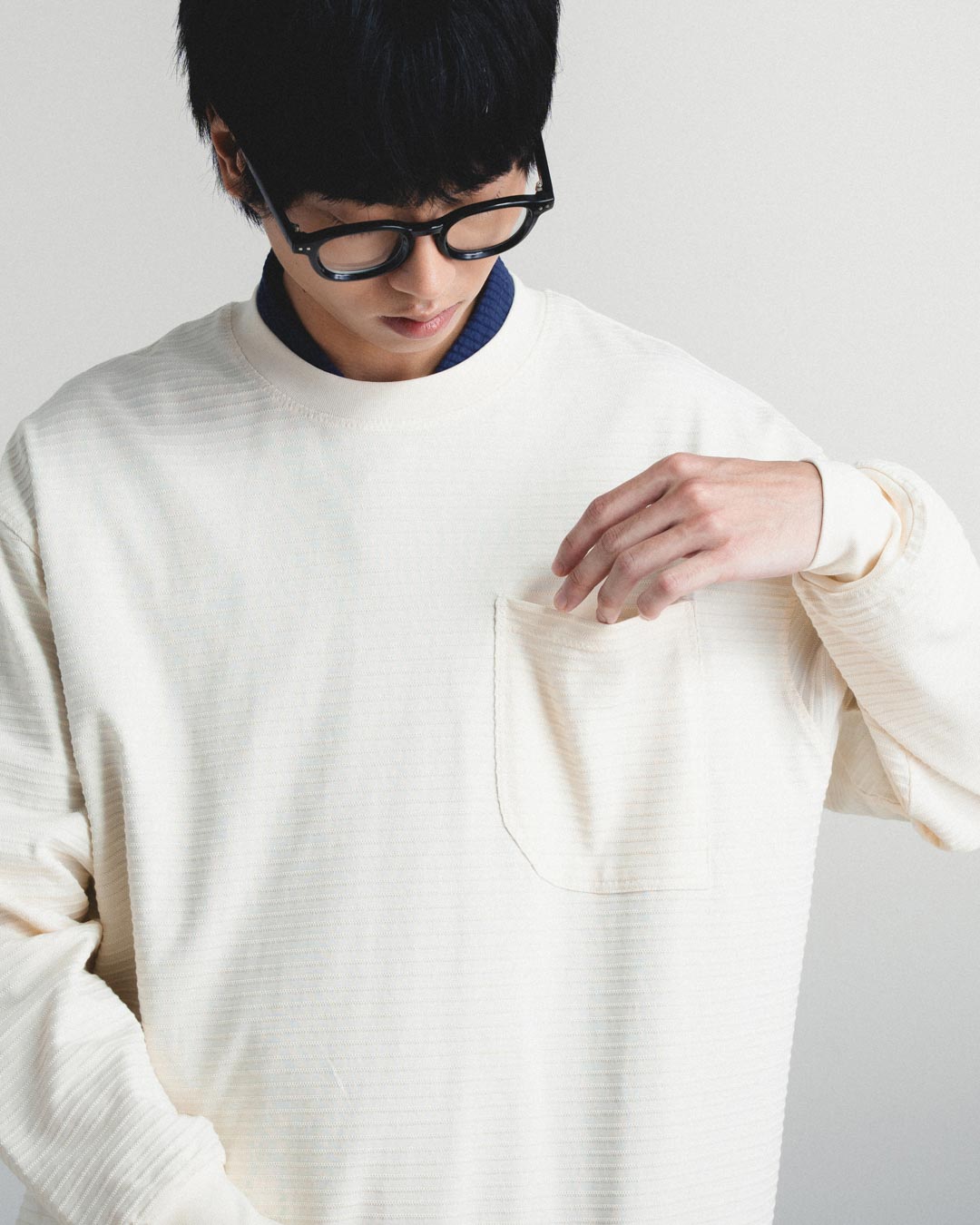 TEXTURED STRIPED L/S TEE