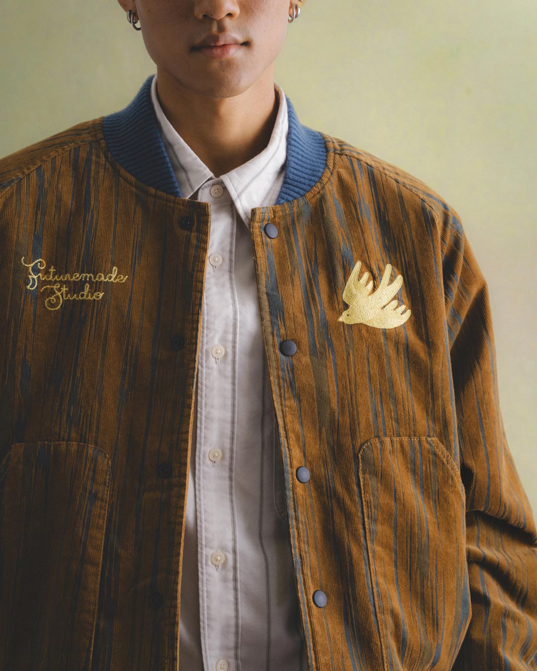 R&R CORDUROY PADDED VARSITY JACKET