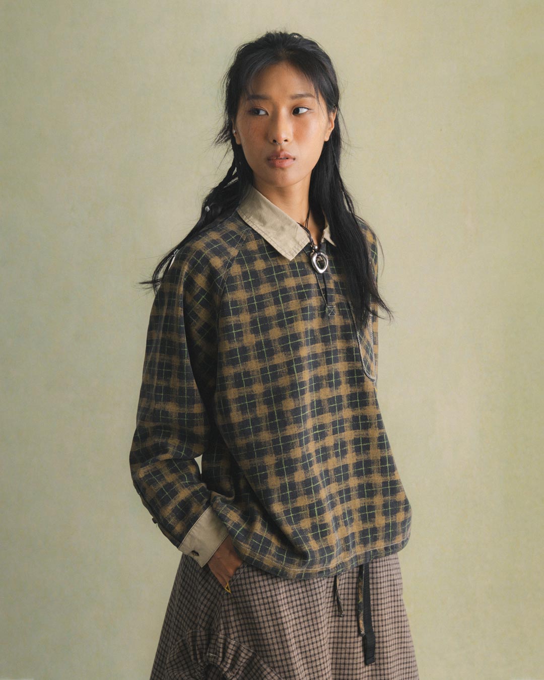 CHEQUERED L/S PULLOVER