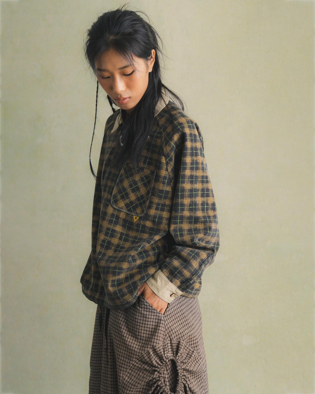 CHEQUERED L/S PULLOVER